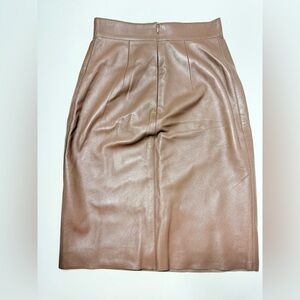 Akris Punto Brown Leather Pencil Skirt Bergdorf Goodman Size US 4